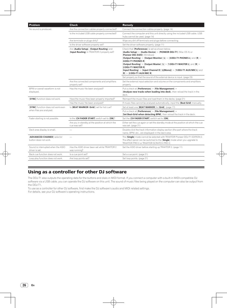Using as a controller for other dj software | Pioneer DDJ-T1 User Manual | Page 26 / 96