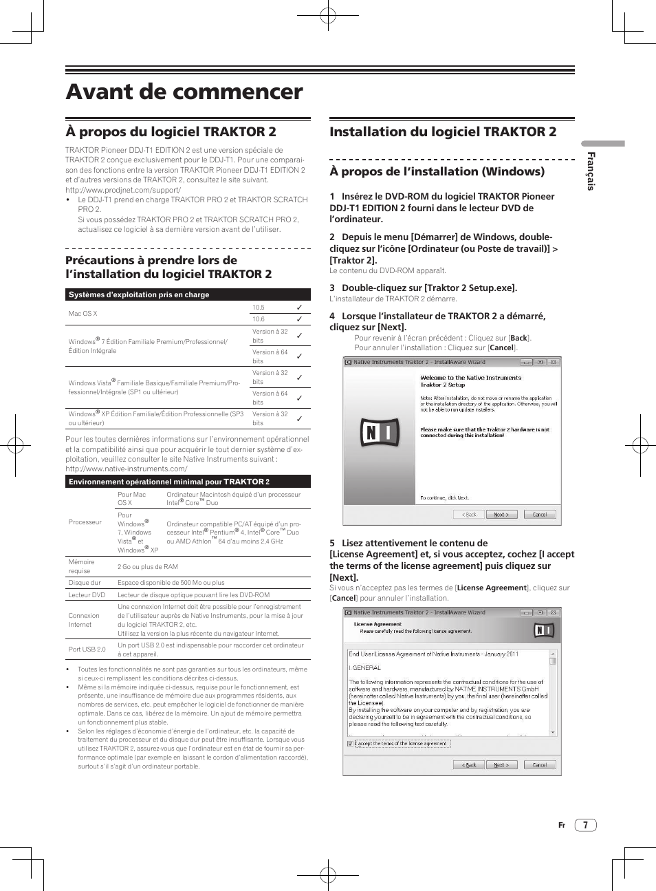 Avant de commencer, À propos du logiciel traktor 2, Installation du logiciel traktor 2 | À propos de l’installation (windows), Français | Pioneer DDJ-T1 User Manual | Page 37 / 96