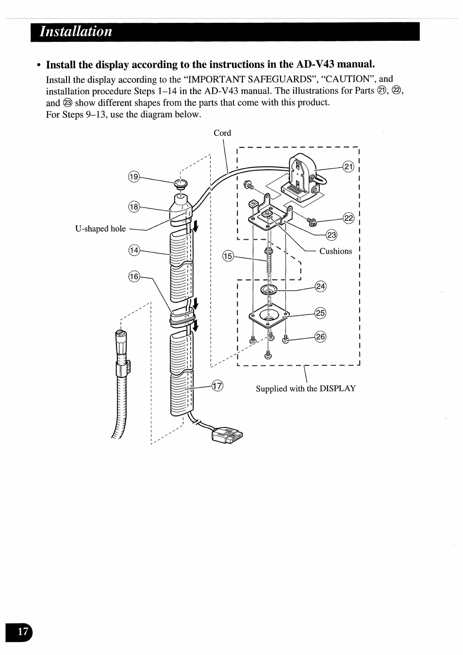 Installation | Pioneer AVD-505 User Manual | Page 18 / 110