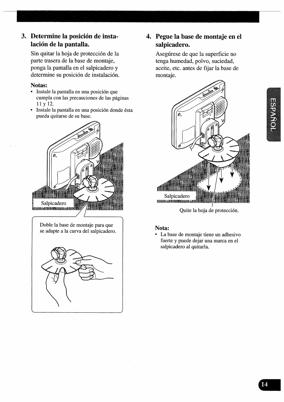 Pegue la base de montaje en el salpicadero | Pioneer AVD-505 User Manual | Page 33 / 110