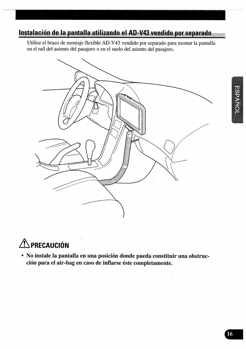 Precaucion | Pioneer AVD-505 User Manual | Page 35 / 110