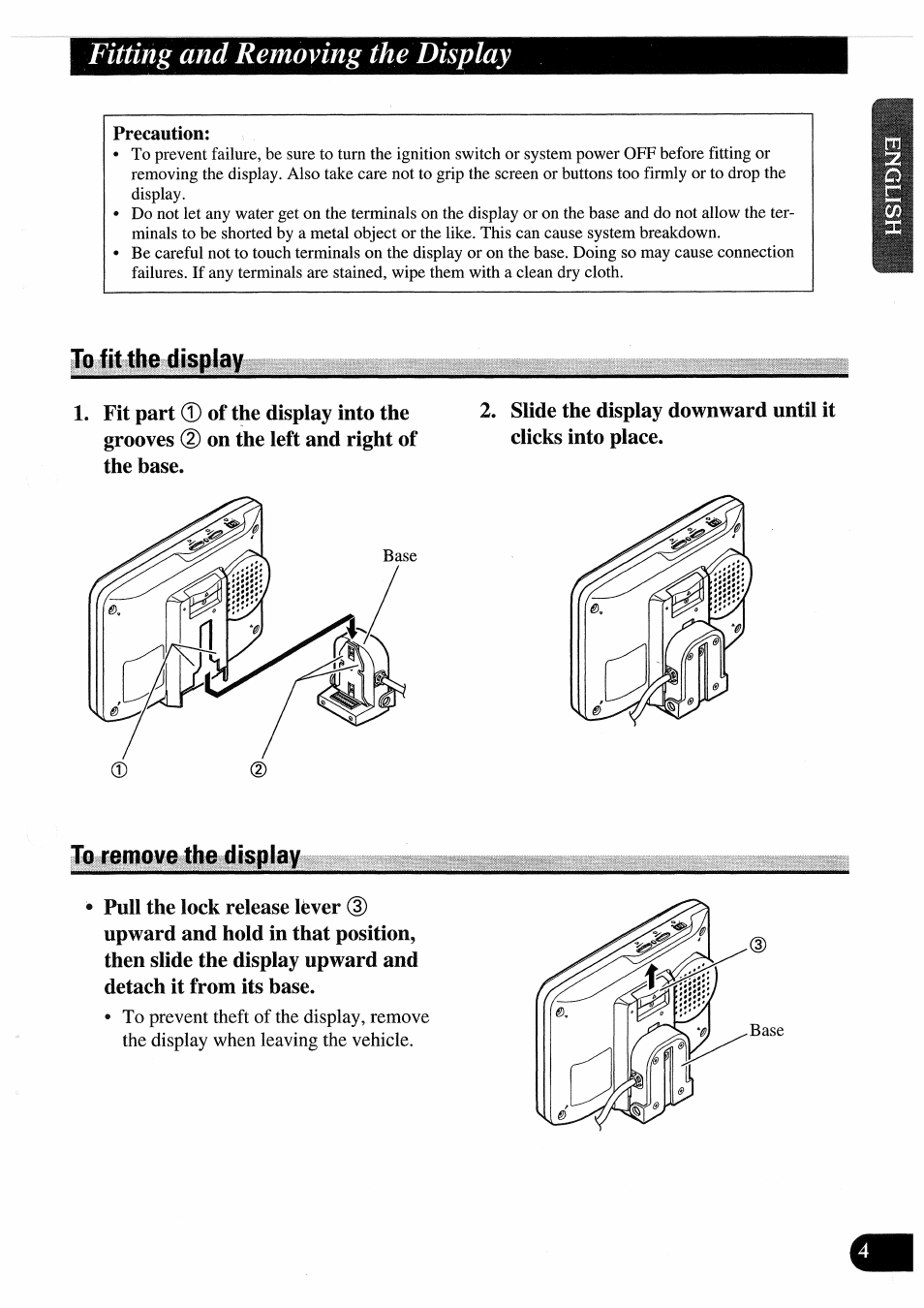 To fit the display, To remove the display, To fit the display to remove the display | Fitting and removing the display | Pioneer AVD-505 User Manual | Page 5 / 110