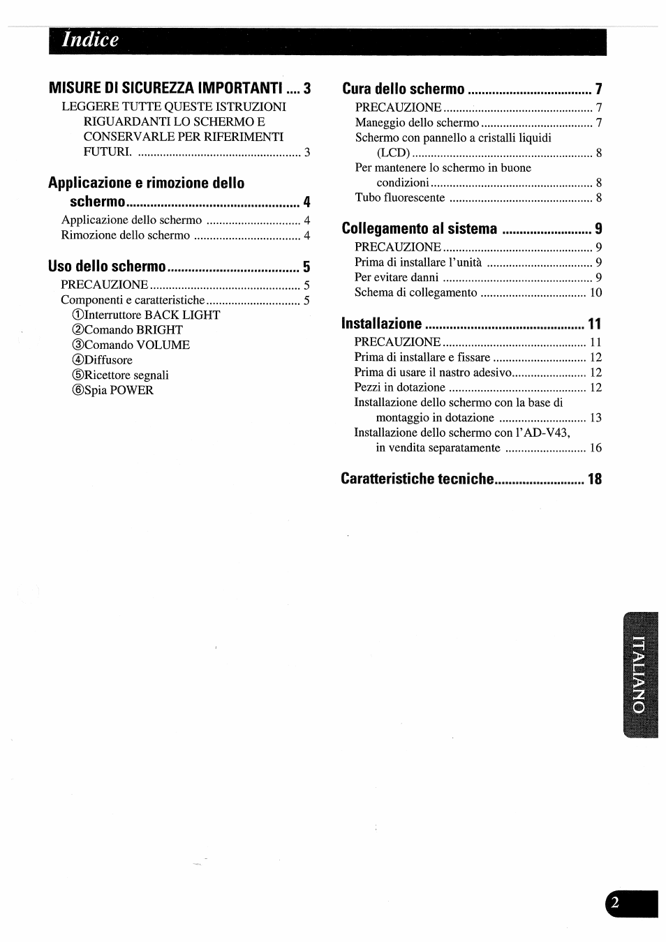 Indice | Pioneer AVD-505 User Manual | Page 75 / 110