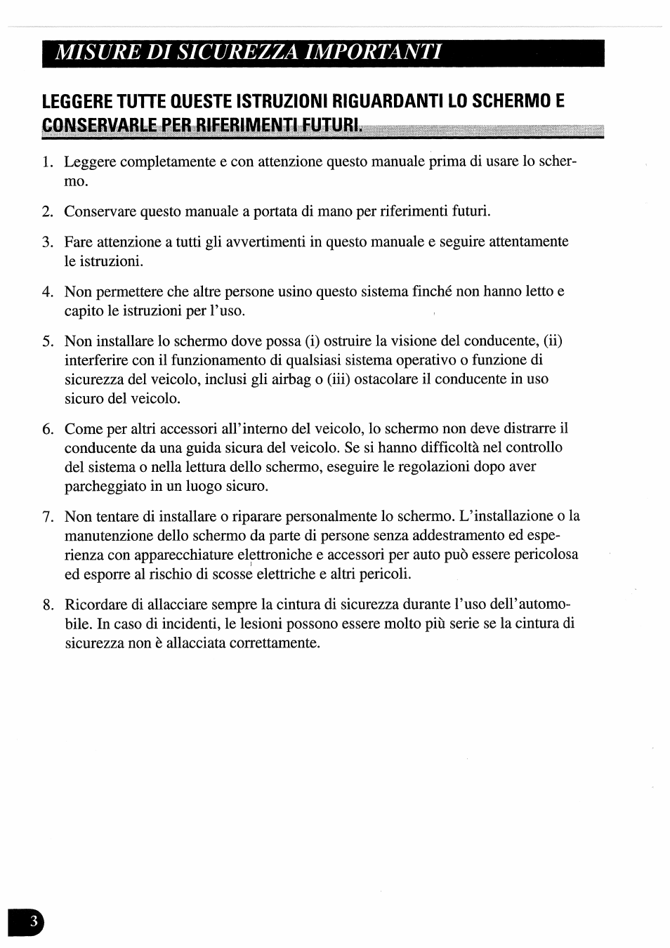 Misure di sicurezza importanti | Pioneer AVD-505 User Manual | Page 76 / 110