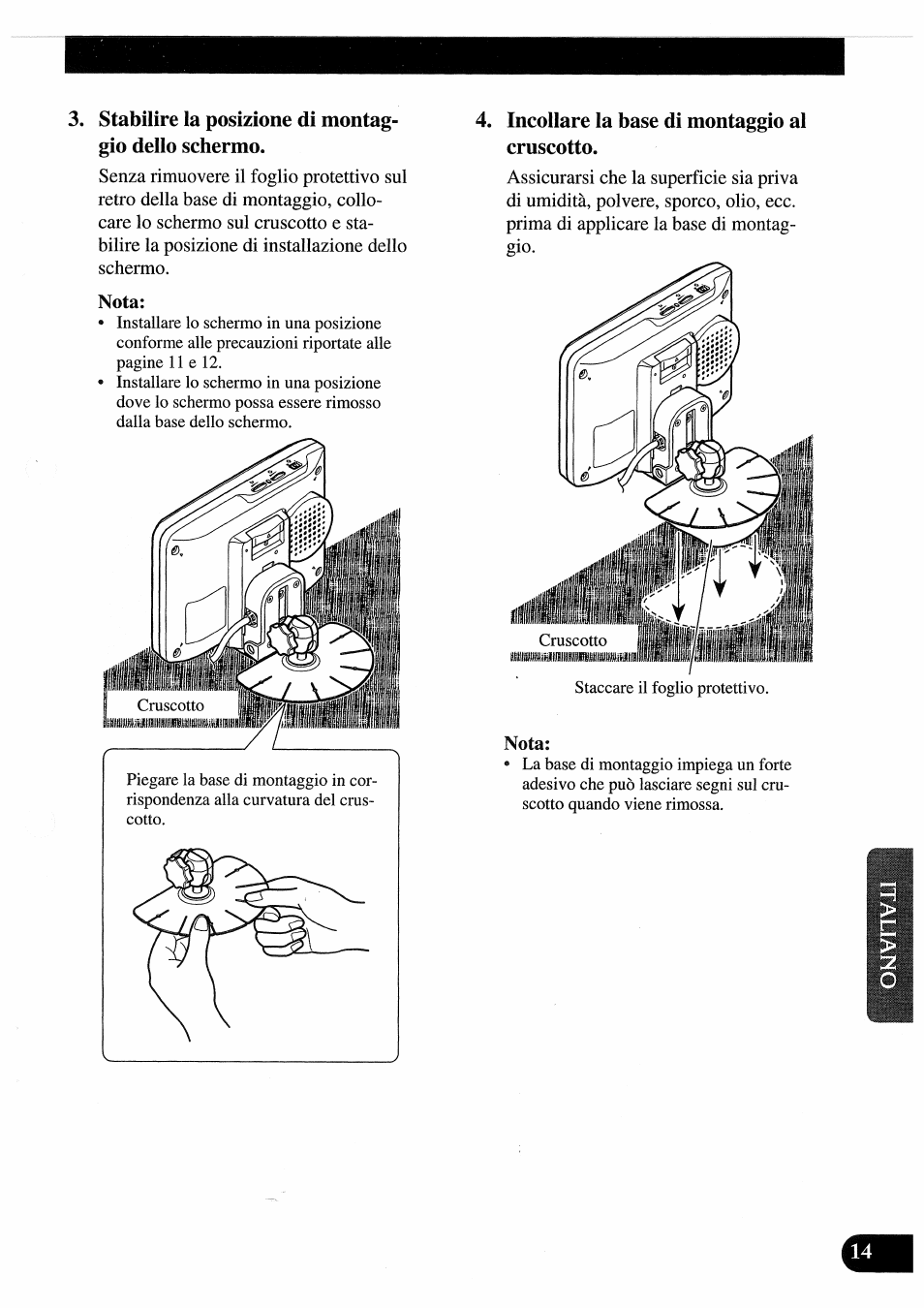 Nota, Incollare la base di montaggio al cruscotto | Pioneer AVD-505 User Manual | Page 87 / 110