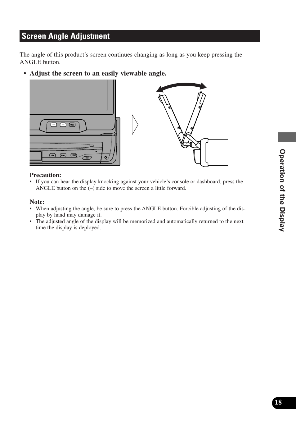 Screen angle adjustment | Pioneer AVX-P7300DVD User Manual | Page 23 / 80