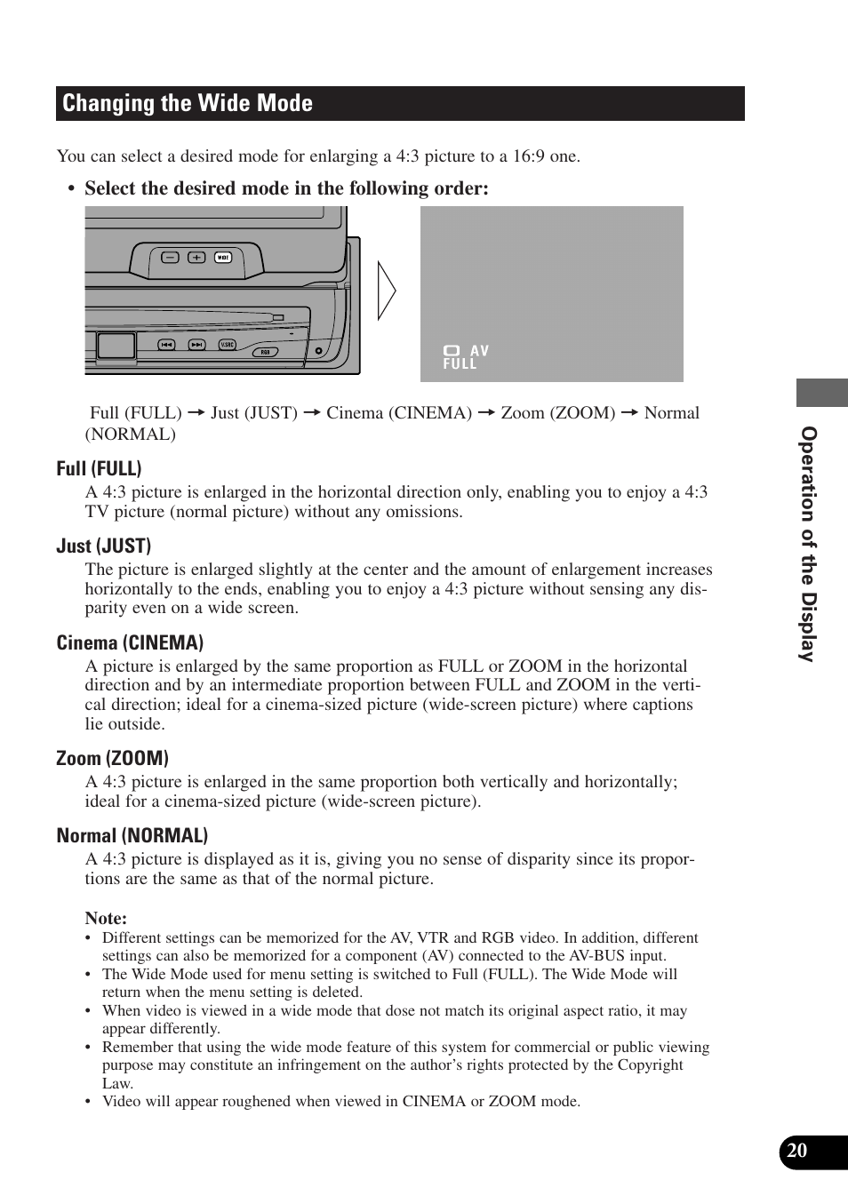 Changing the wide mode | Pioneer AVX-P7300DVD User Manual | Page 25 / 80