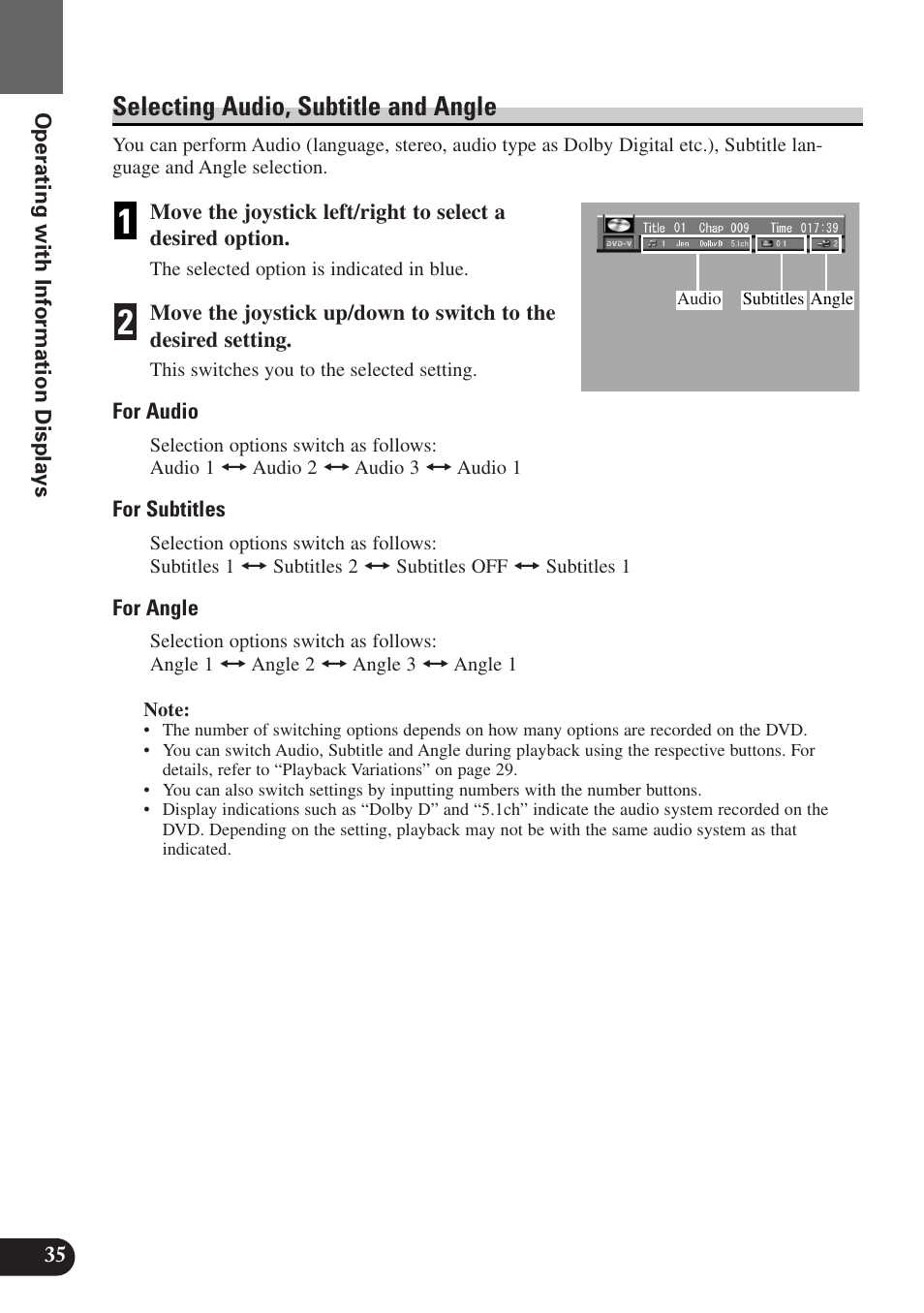 Selecting audio, subtitle and angle | Pioneer AVX-P7300DVD User Manual | Page 40 / 80