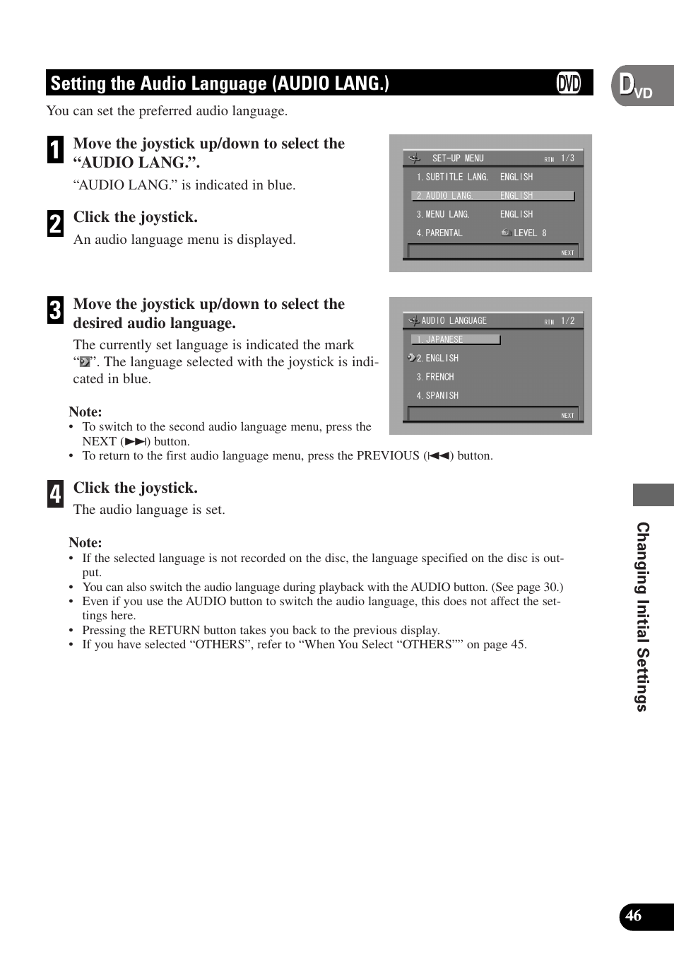 Setting the audio language, Audio lang.), Setting the audio language (audio lang.) | Pioneer AVX-P7300DVD User Manual | Page 51 / 80