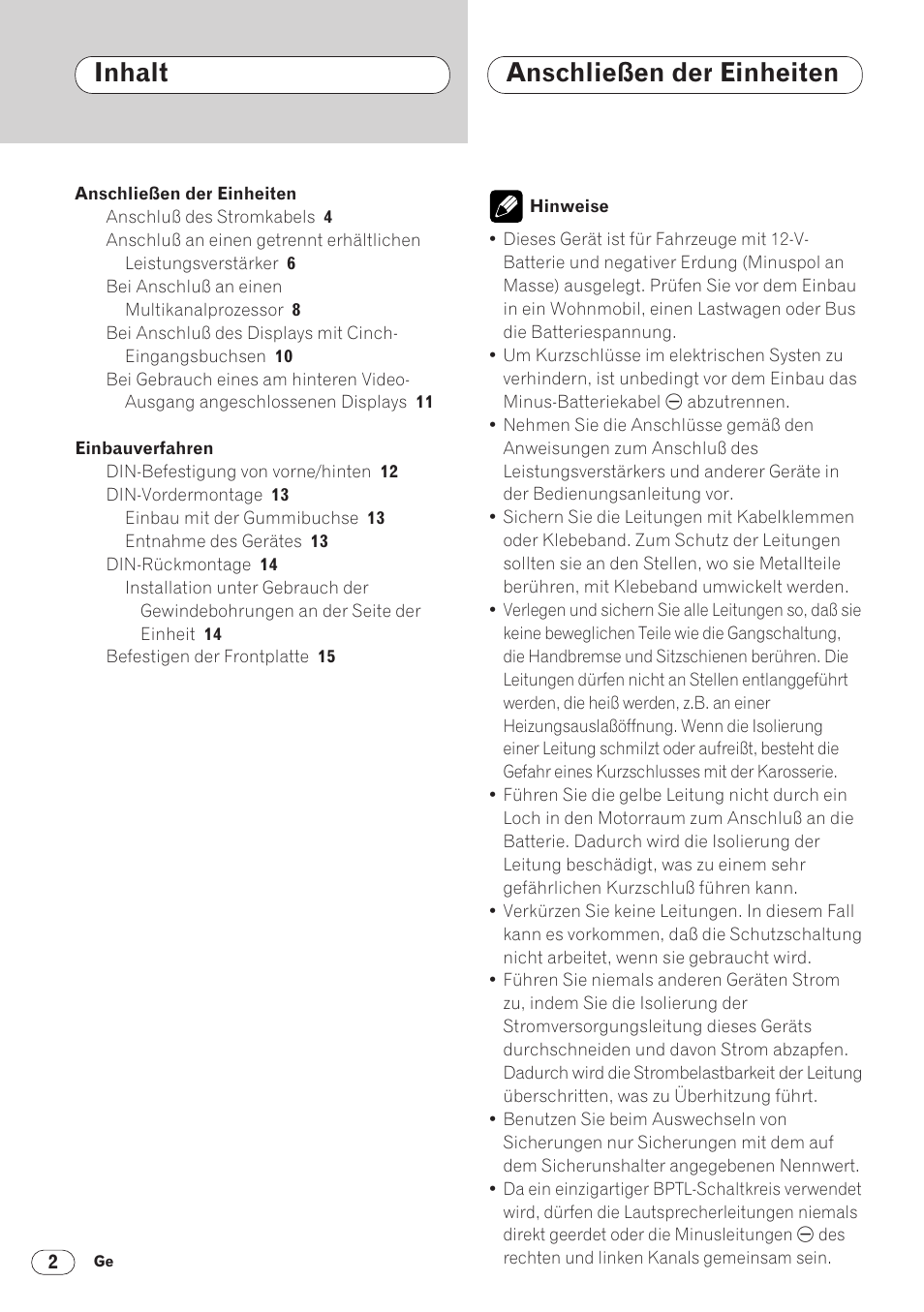 Inhalt anschließen der einheiten | Pioneer DVH-P5000MP User Manual | Page 30 / 88