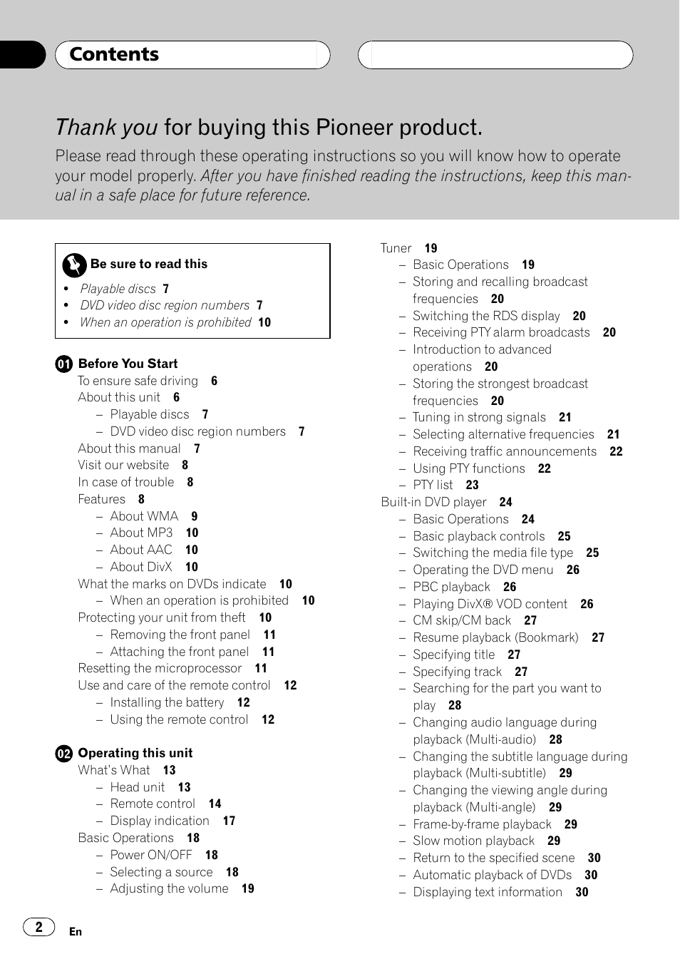 Pioneer DVH-P5000UB User Manual | Page 2 / 96