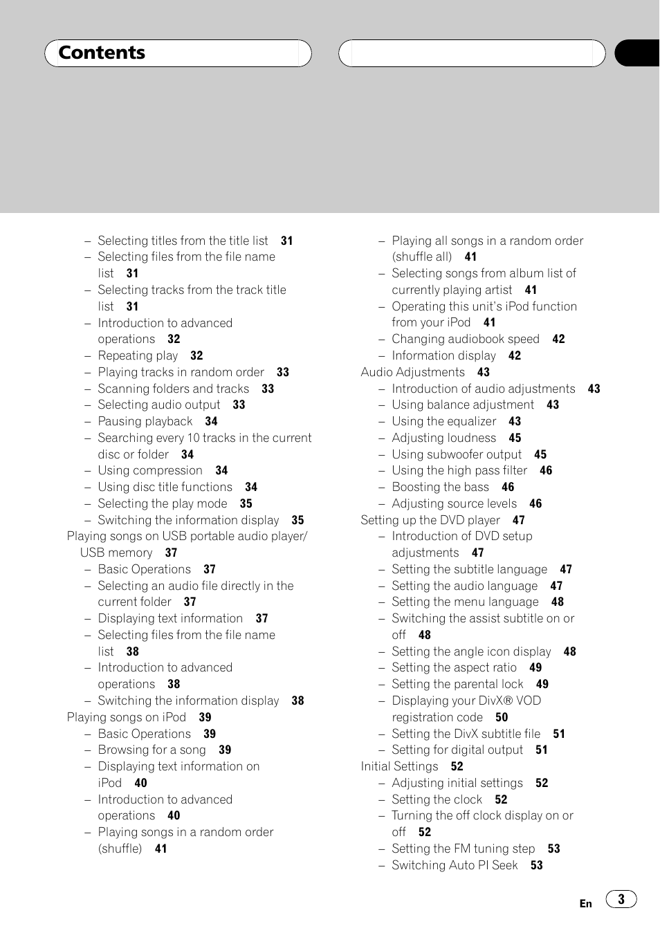 Pioneer DVH-P5000UB User Manual | Page 3 / 96