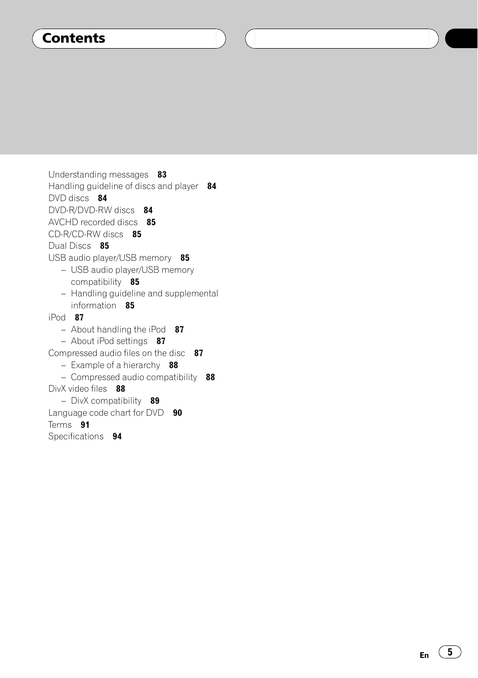 Pioneer DVH-P5000UB User Manual | Page 5 / 96