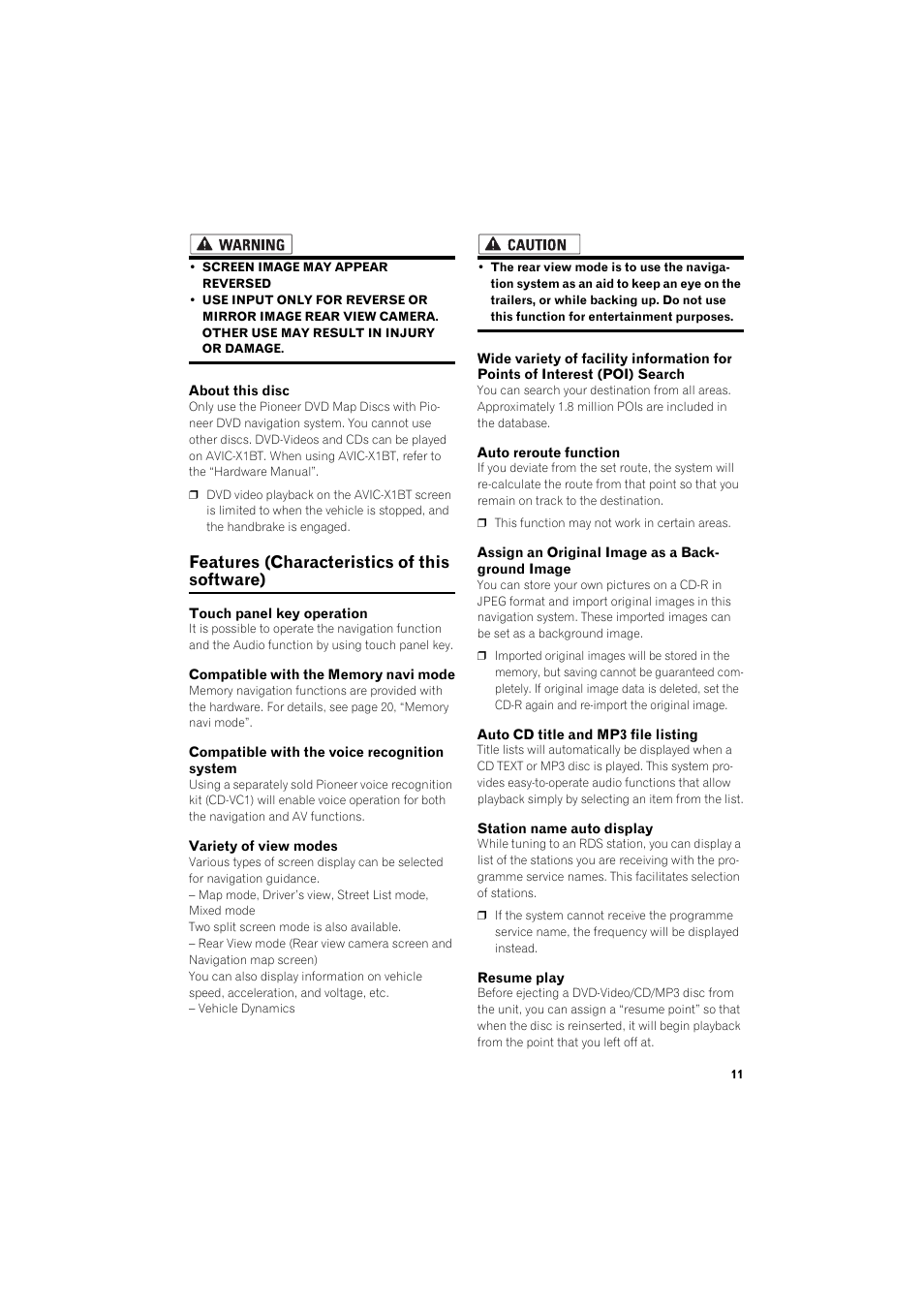 Features (characteristics of this software) | Pioneer AVIC-X1BT User Manual | Page 13 / 155