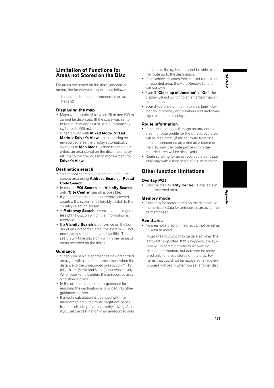 Limitation of functions for areas not stored on, The disc 13, Other function limitations 13 | Other function limitations | Pioneer AVIC-X1BT User Manual | Page 133 / 155