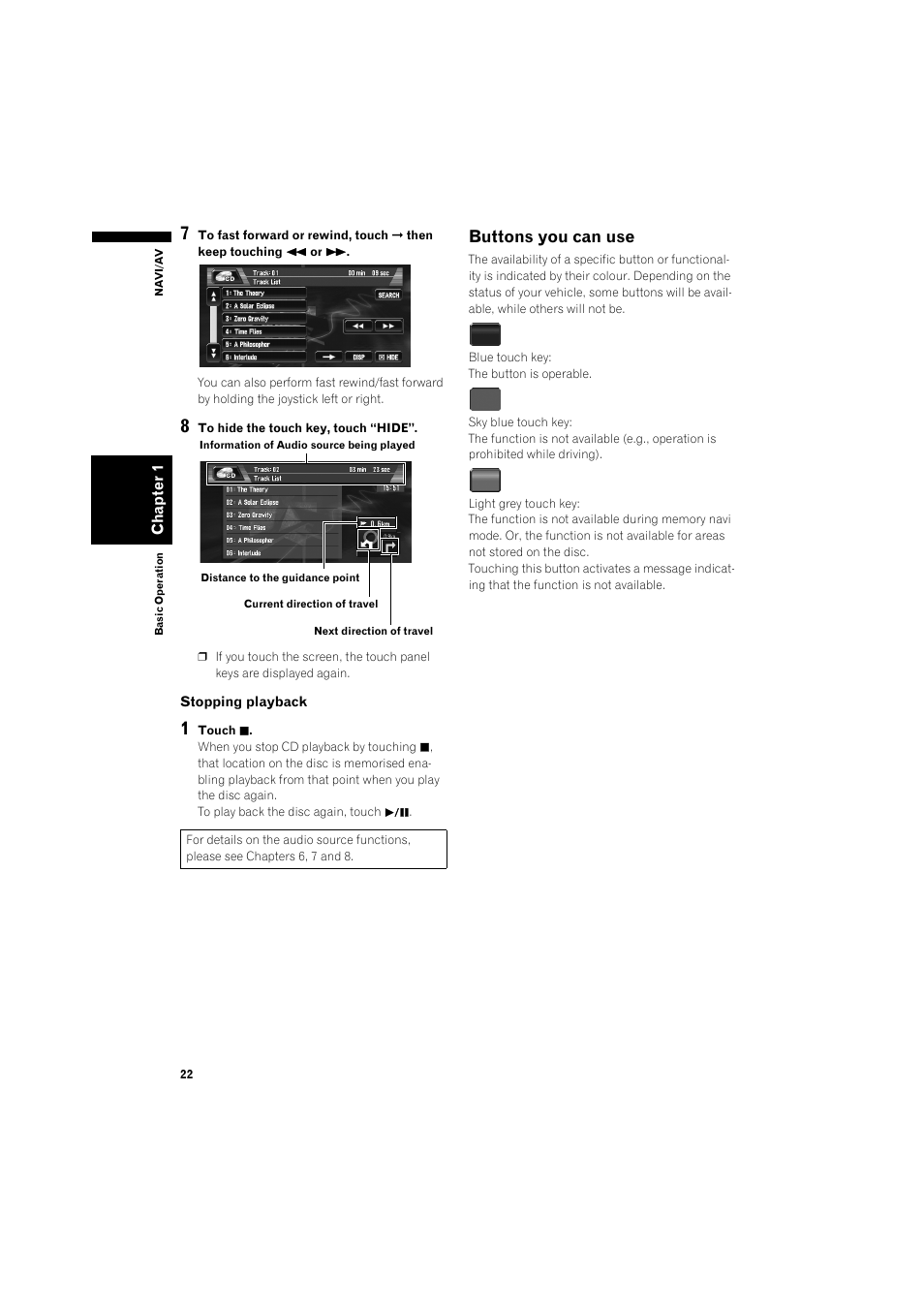 Buttons you can use 22, Buttons you can use | Pioneer AVIC-X1BT User Manual | Page 24 / 155