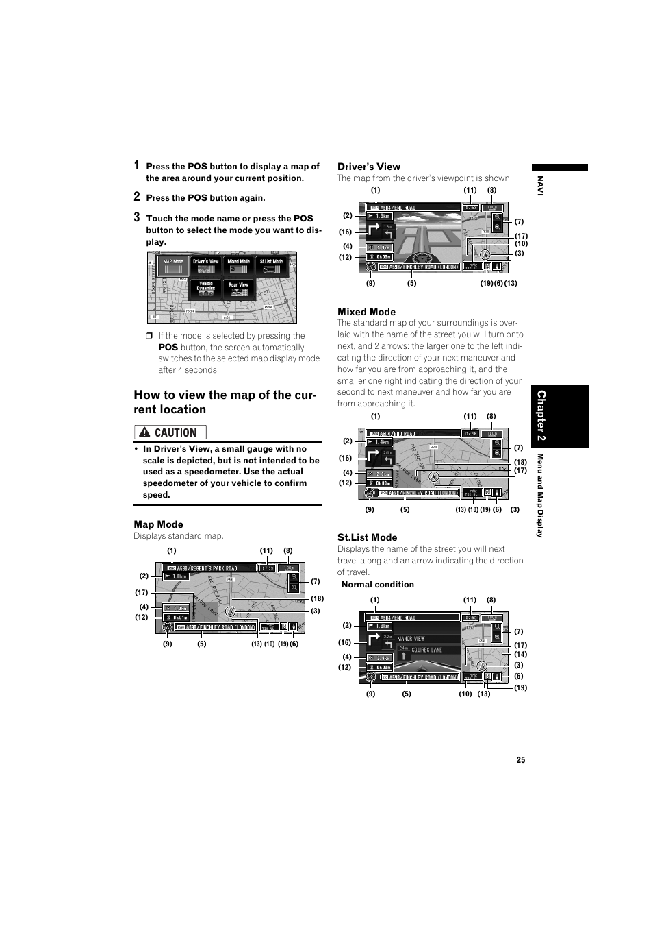 How to view the map of the current location 25, How to view the map of the cur- rent location | Pioneer AVIC-X1BT User Manual | Page 27 / 155