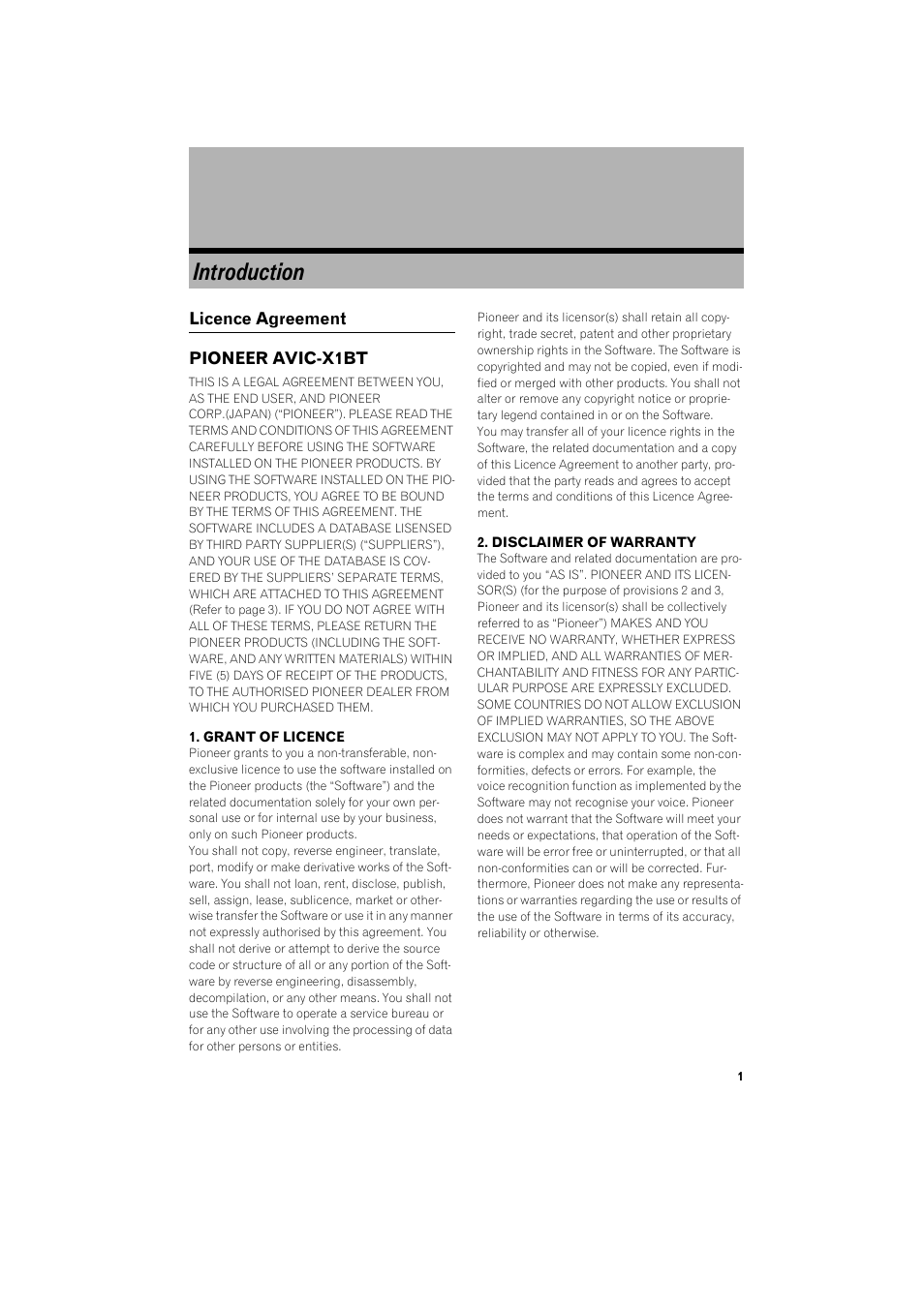 Introduction | Pioneer AVIC-X1BT User Manual | Page 3 / 155