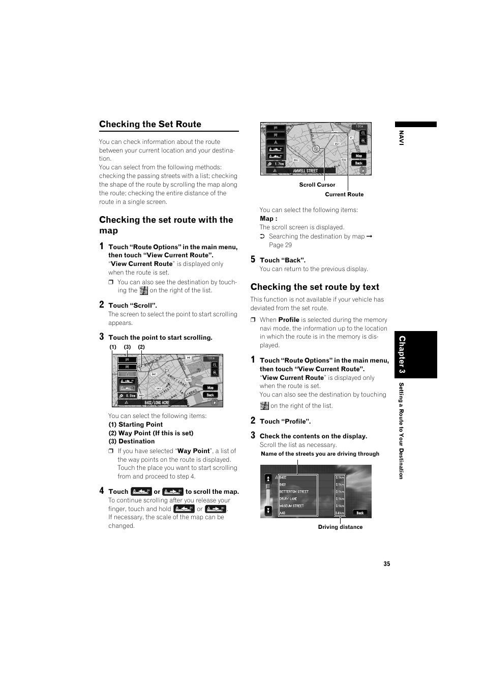 Checking the set route, Checking the set route with the map, Checking the set route by text | Pioneer AVIC-X1BT User Manual | Page 37 / 155