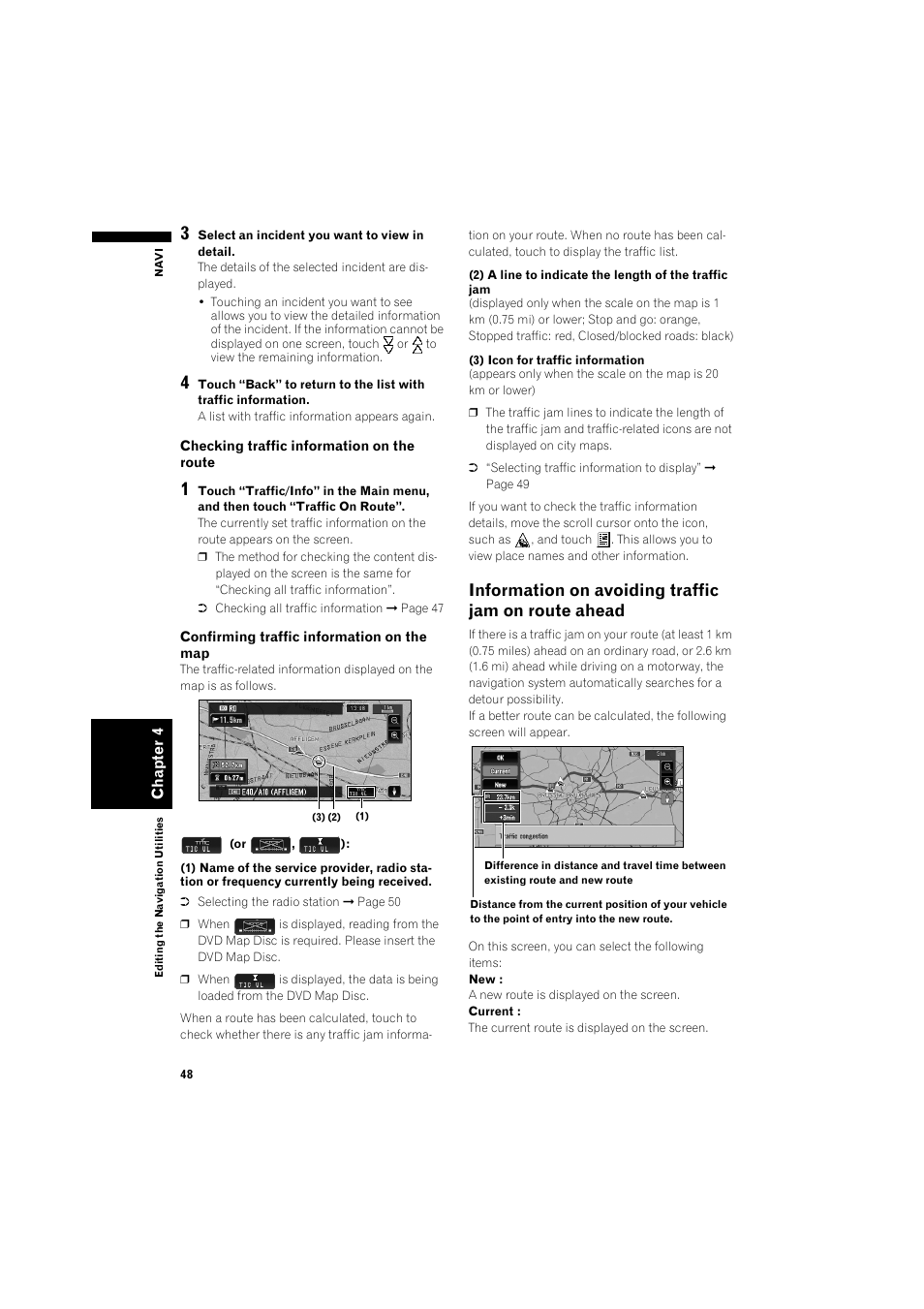 Information on avoiding traffic jam on route, Ahead 48, Information on avoiding traffic jam on route ahead | Pioneer AVIC-X1BT User Manual | Page 50 / 155