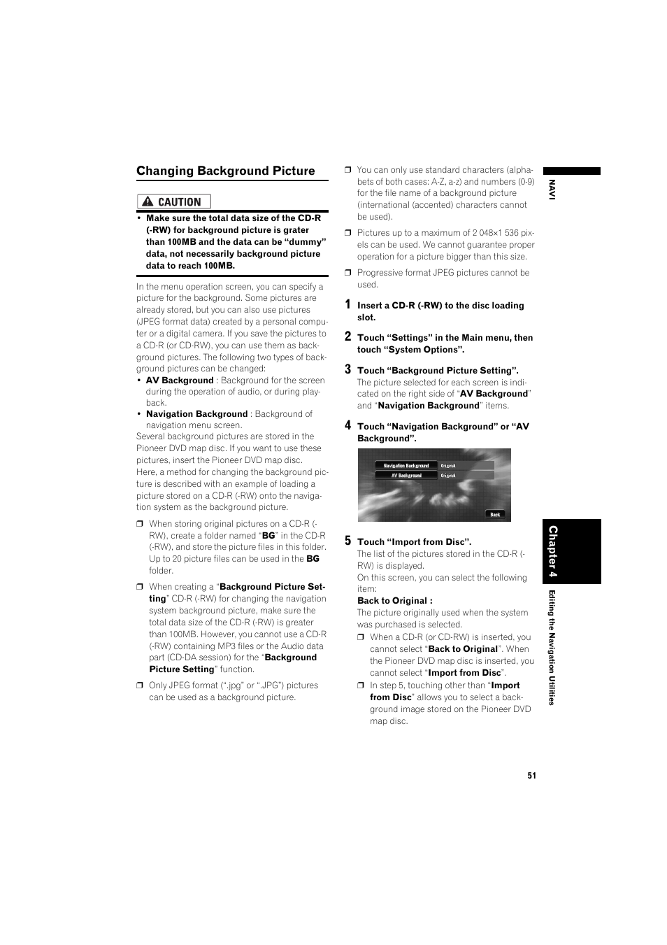 Changing background picture 51, Changing background picture | Pioneer AVIC-X1BT User Manual | Page 53 / 155