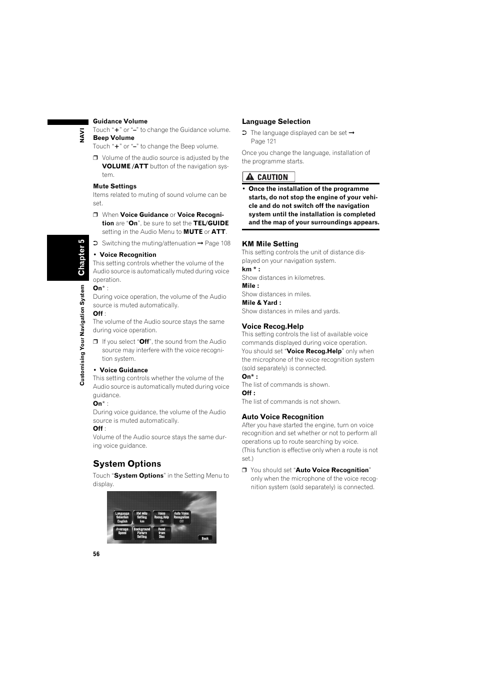 System options | Pioneer AVIC-X1BT User Manual | Page 58 / 155