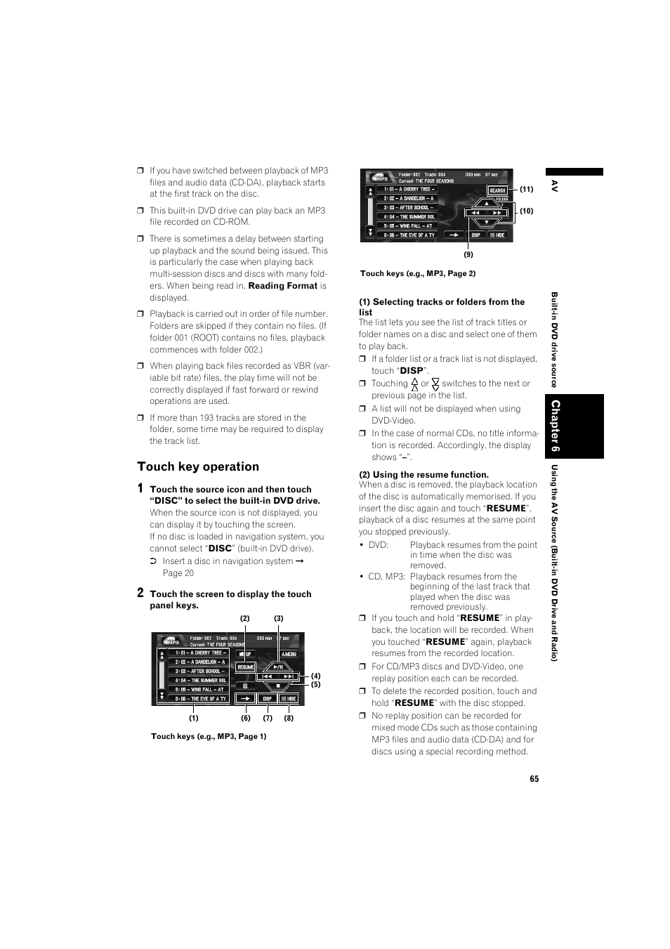 Touch key operation, Urces | Pioneer AVIC-X1BT User Manual | Page 67 / 155