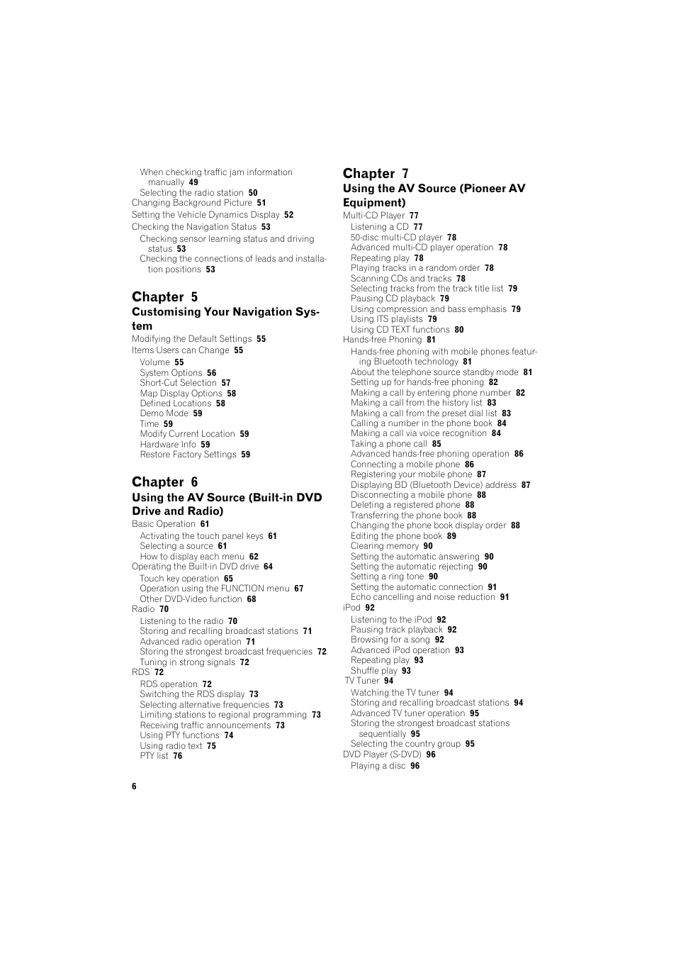 Chapter 5, Chapter 6, Chapter 7 | Pioneer AVIC-X1BT User Manual | Page 8 / 155