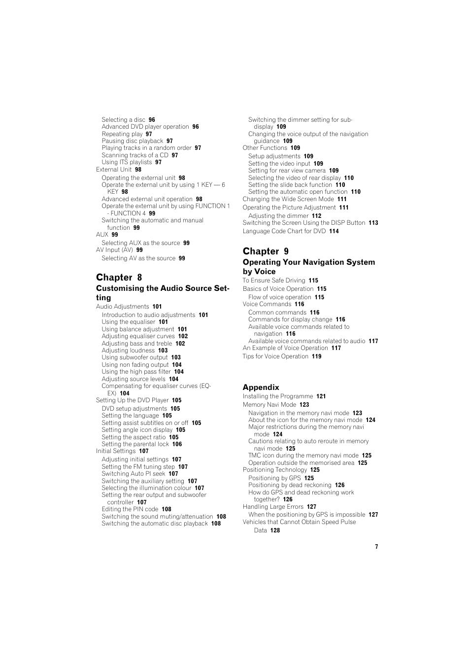 Chapter 8, Chapter 9 | Pioneer AVIC-X1BT User Manual | Page 9 / 155