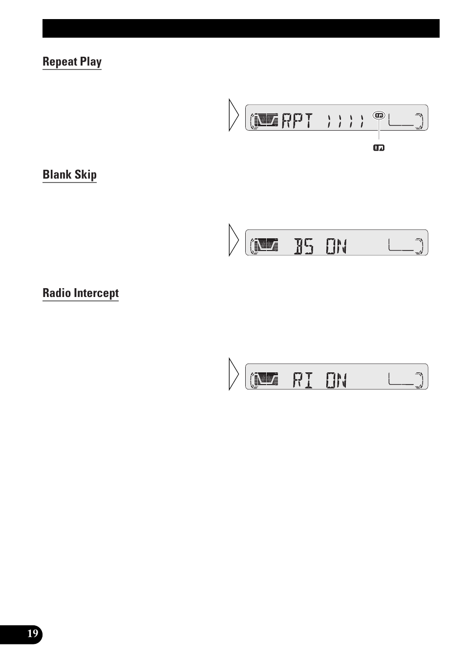 Using the cassette player, Repeat play, Blank skip | Radio intercept | Pioneer KEH-P4010RB User Manual | Page 20 / 100