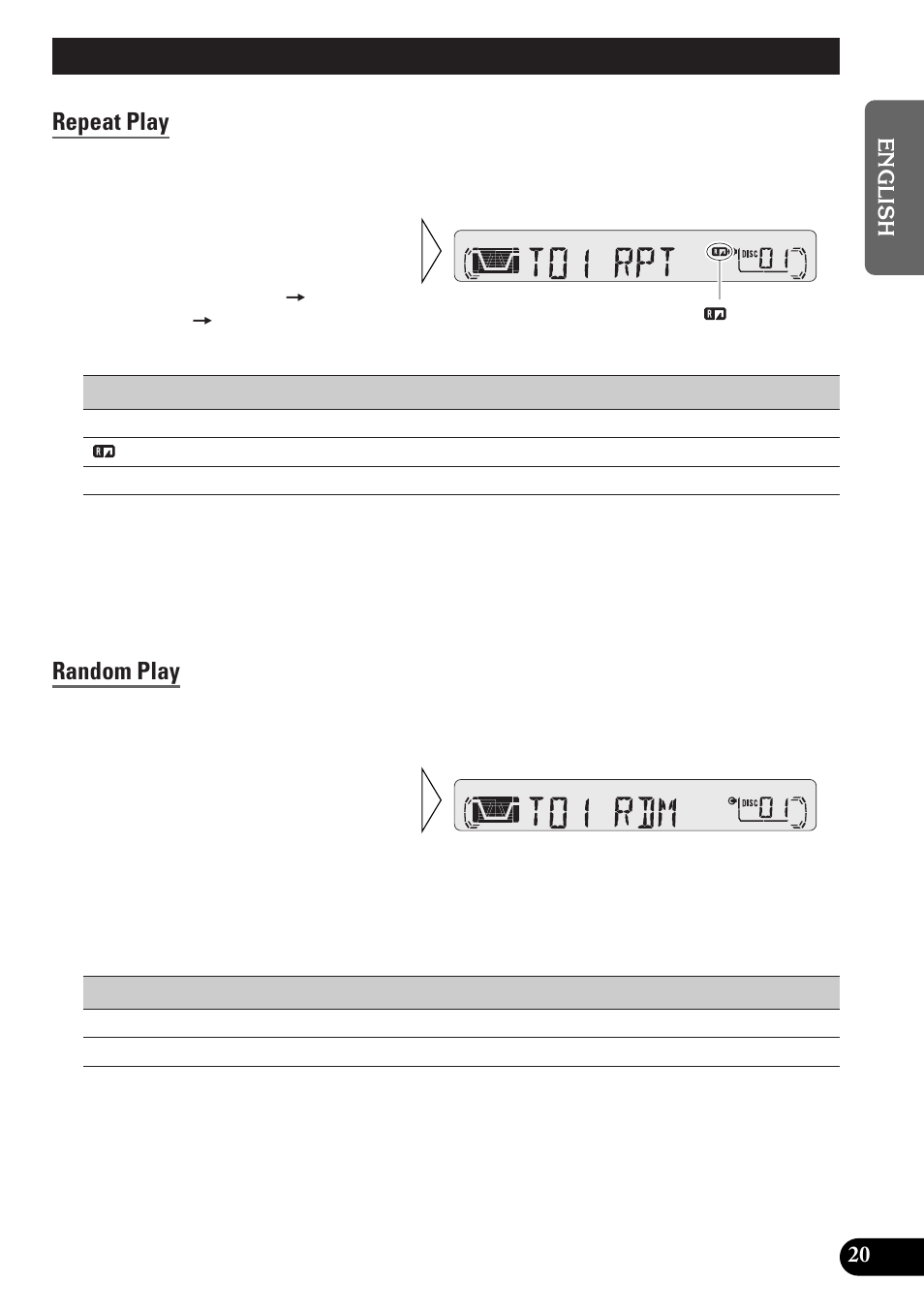 Using multi-cd players, Repeat play, Random play | Pioneer KEH-P4010RB User Manual | Page 21 / 100