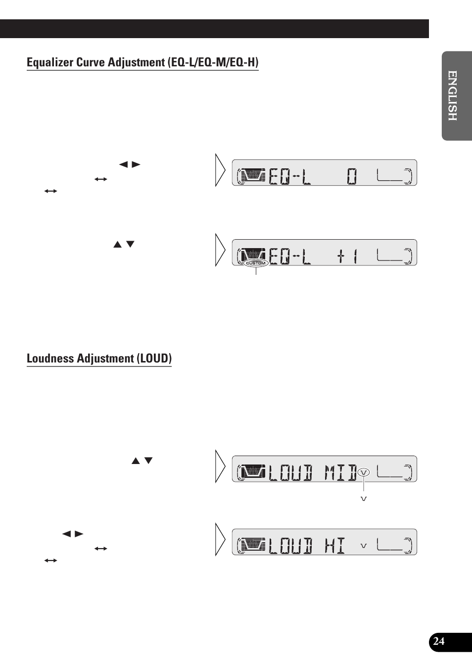 Equalizer curve adjustment (eq-l/eq-m/eq-h), Loudness adjustment (loud) | Pioneer KEH-P4010RB User Manual | Page 25 / 100