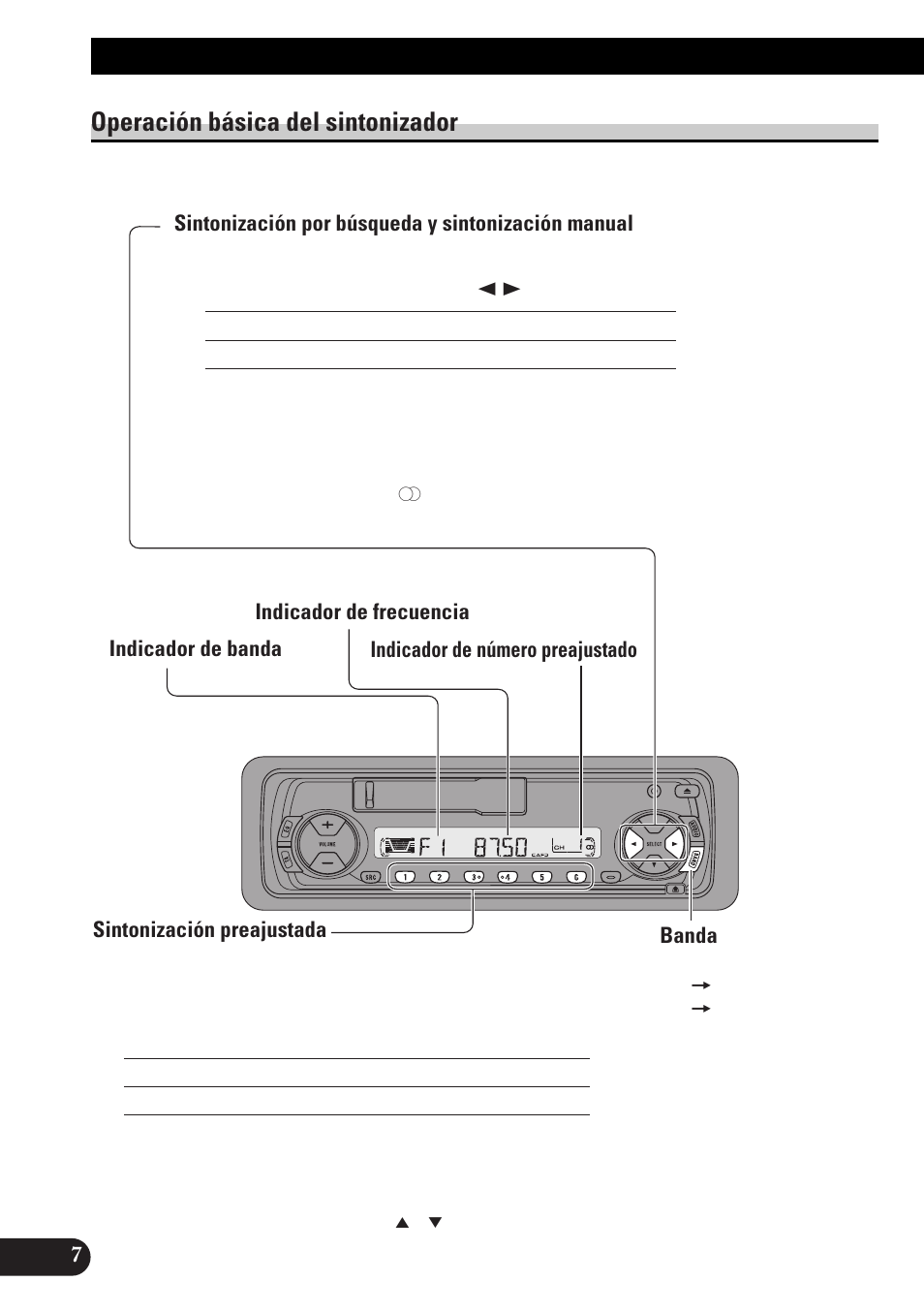 Operación básica del sintonizador, Sintonización por búsqueda y sintonización manual, Sintonización preajustada | Banda, Operación básica | Pioneer KEH-P4010RB User Manual | Page 40 / 100