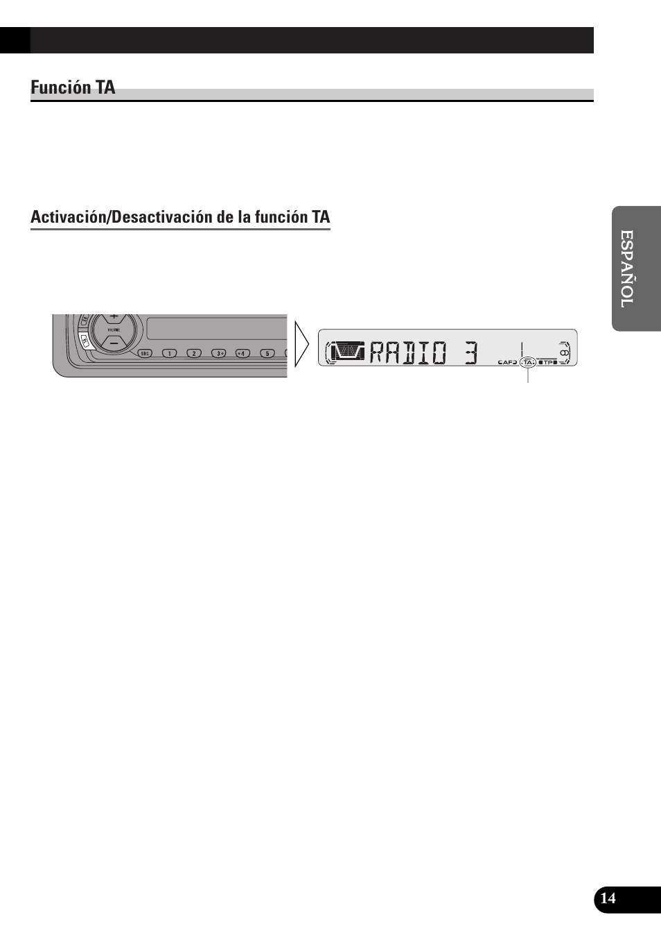 Función ta, Activación/desactivación de la función ta | Pioneer KEH-P4010RB User Manual | Page 47 / 100