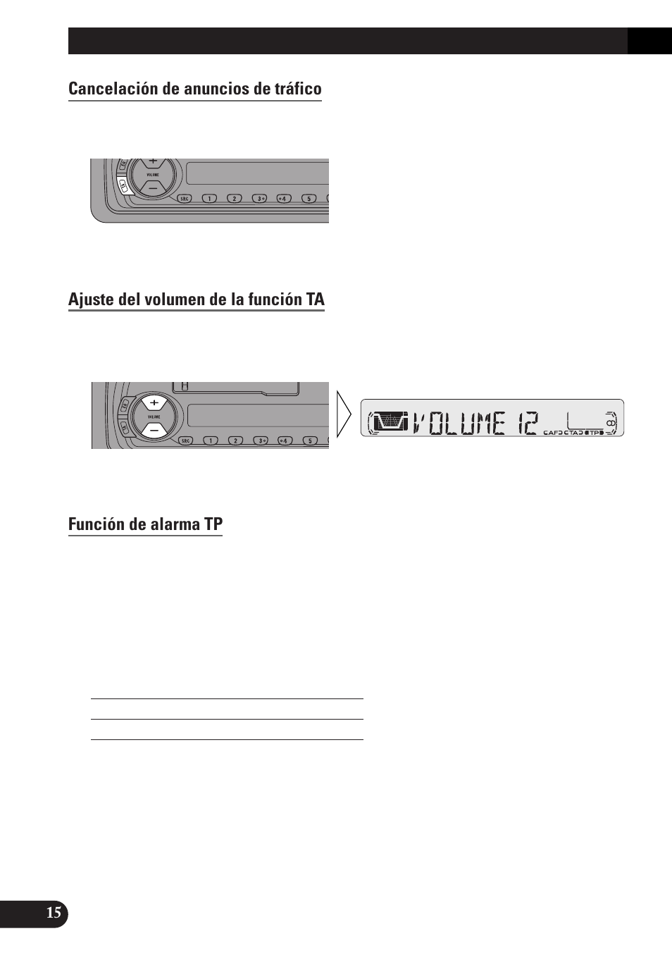 Cancelación de anuncios de tráfico, Ajuste del volumen de la función ta, Función de alarma tp | Uso de las funciones rds | Pioneer KEH-P4010RB User Manual | Page 48 / 100