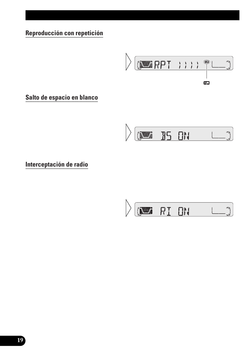 Uso de del reproductor de casetes, Reproducción con repetición, Salto de espacio en blanco | Interceptación de radio | Pioneer KEH-P4010RB User Manual | Page 52 / 100