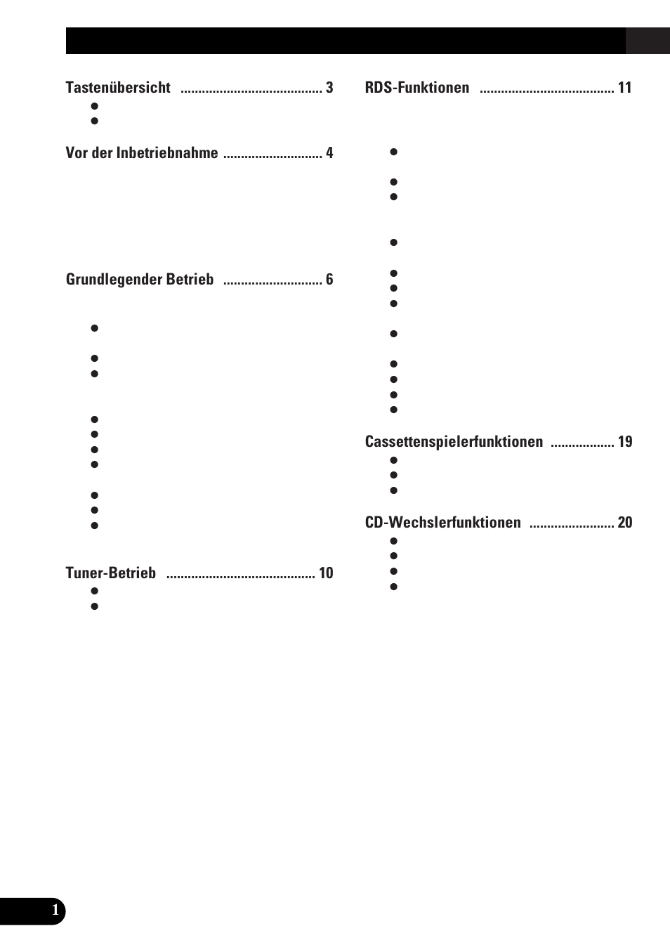 Inhalt, Tastenübersicht, Vor der inbetriebnahme | Grundlegender betrieb, Tuner-betrieb, Rds-funktionen, Cassettenspielerfunktionen, Cd-wechslerfunktionen | Pioneer KEH-P4010RB User Manual | Page 66 / 100