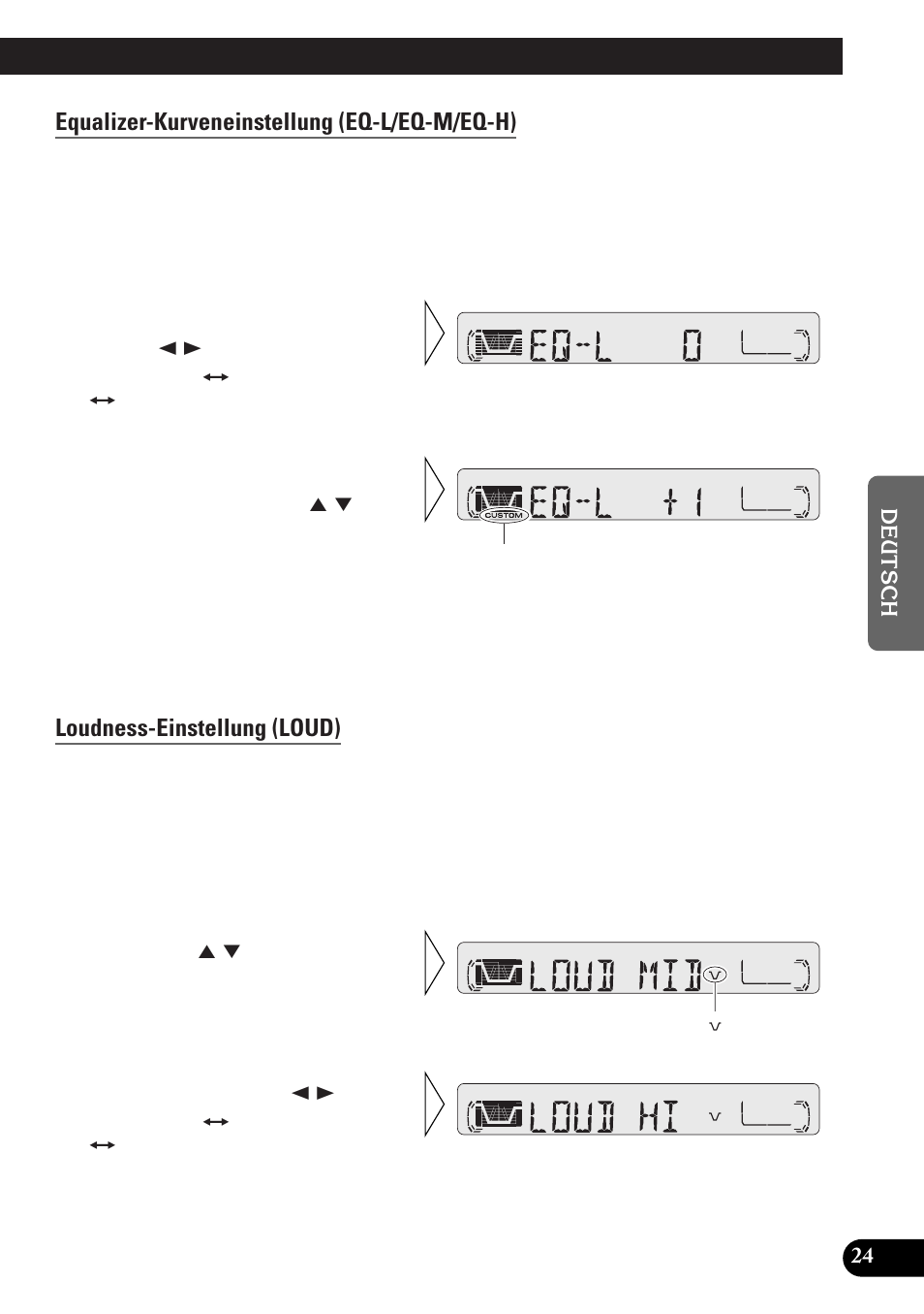 Equalizer-kurveneinstellung (eq-l/eq-m/eq-h), Loudness-einstellung (loud) | Pioneer KEH-P4010RB User Manual | Page 89 / 100