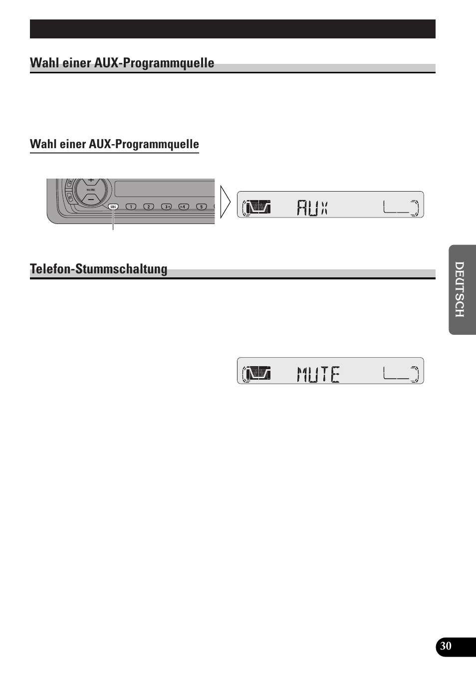 Andere funktionen, Wahl einer aux-programmquelle, Telefon-stummschaltung | Pioneer KEH-P4010RB User Manual | Page 95 / 100