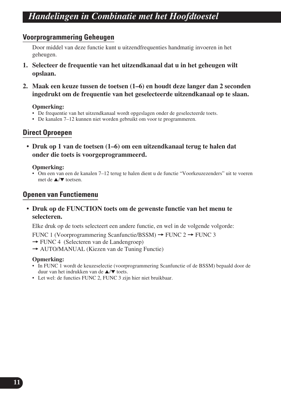 Handelingen in combinatie met het hoofdtoestel, Voorprogrammering geheugen, Direct oproepen | Openen van functiemenu | Pioneer GEX-P6400TVP User Manual | Page 102 / 112