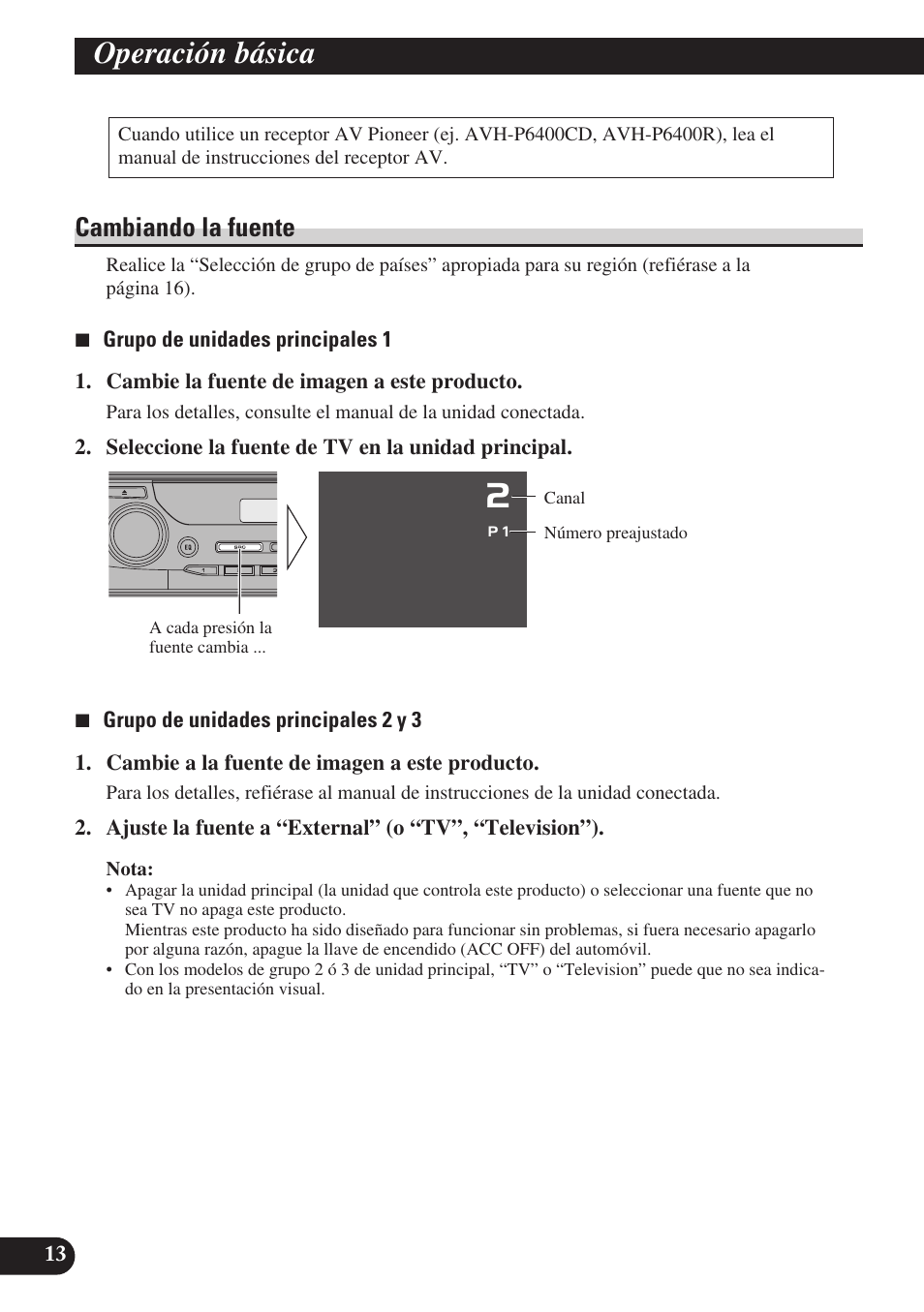 Operación básica, Cambiando la fuente | Pioneer GEX-P6400TVP User Manual | Page 32 / 112