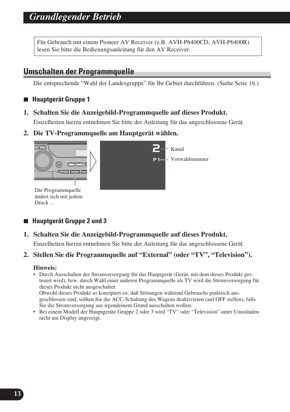Grundlegender betrieb, Umschalten der programmquelle | Pioneer GEX-P6400TVP User Manual | Page 50 / 112