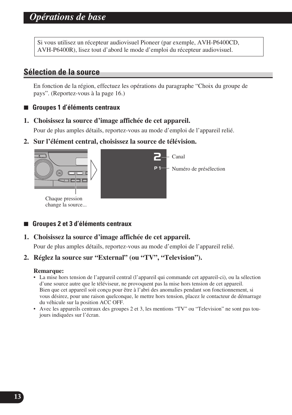 Opérations de base, Sélection de la source | Pioneer GEX-P6400TVP User Manual | Page 68 / 112