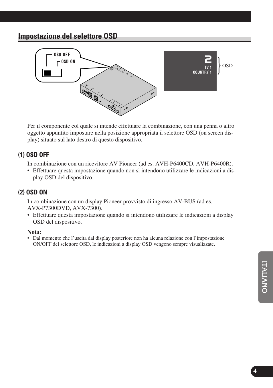 Impostazione del selettore osd | Pioneer GEX-P6400TVP User Manual | Page 77 / 112