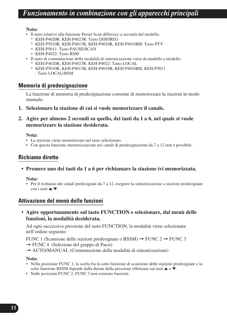 Richiamo diretto, Attivazione del menù delle funzioni | Pioneer GEX-P6400TVP User Manual | Page 84 / 112