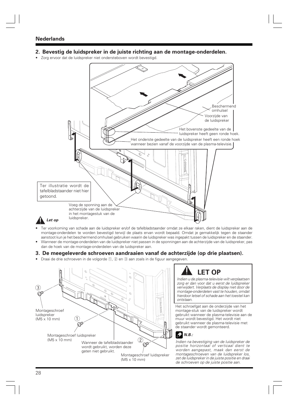 Let op | Pioneer PDP-S40B User Manual | Page 28 / 44