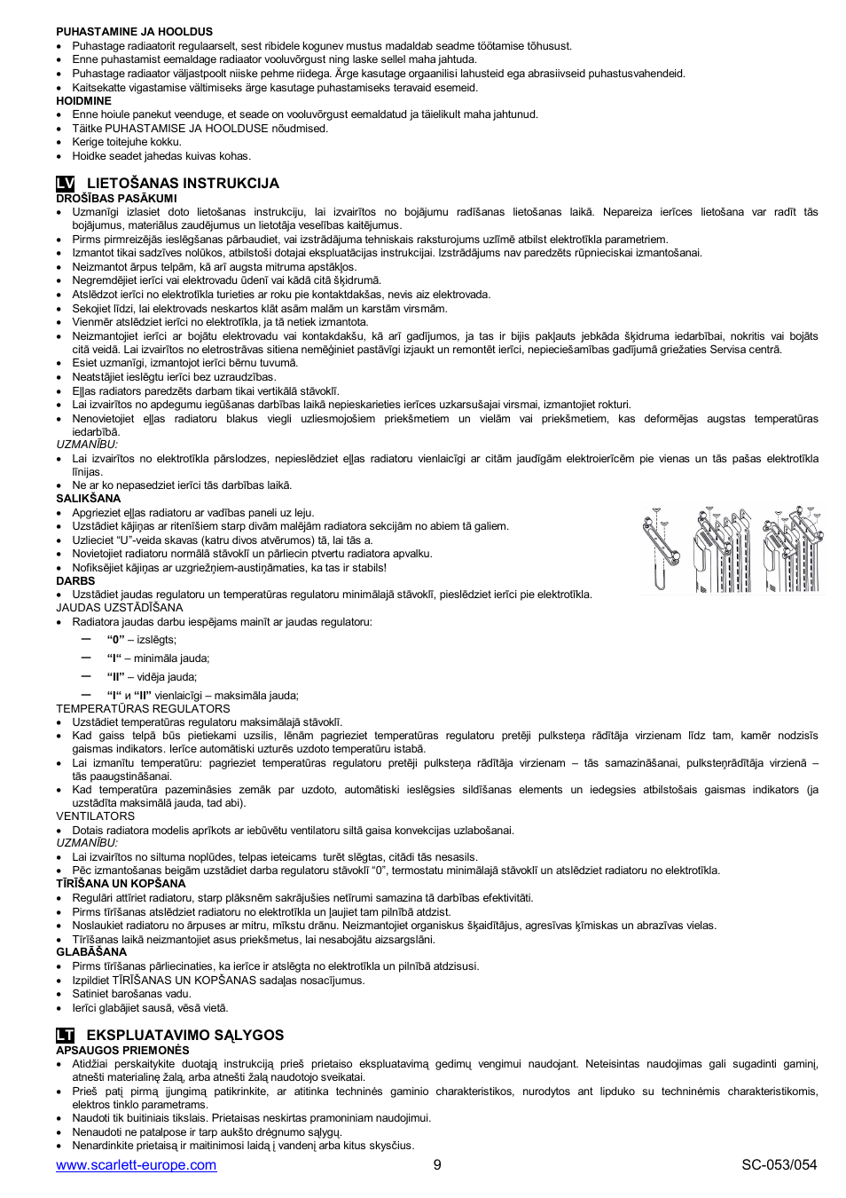 Lv lieto anas instrukcija, Lt ekspluatavimo s lygos | Scarlett SC-053 User Manual | Page 9 / 12