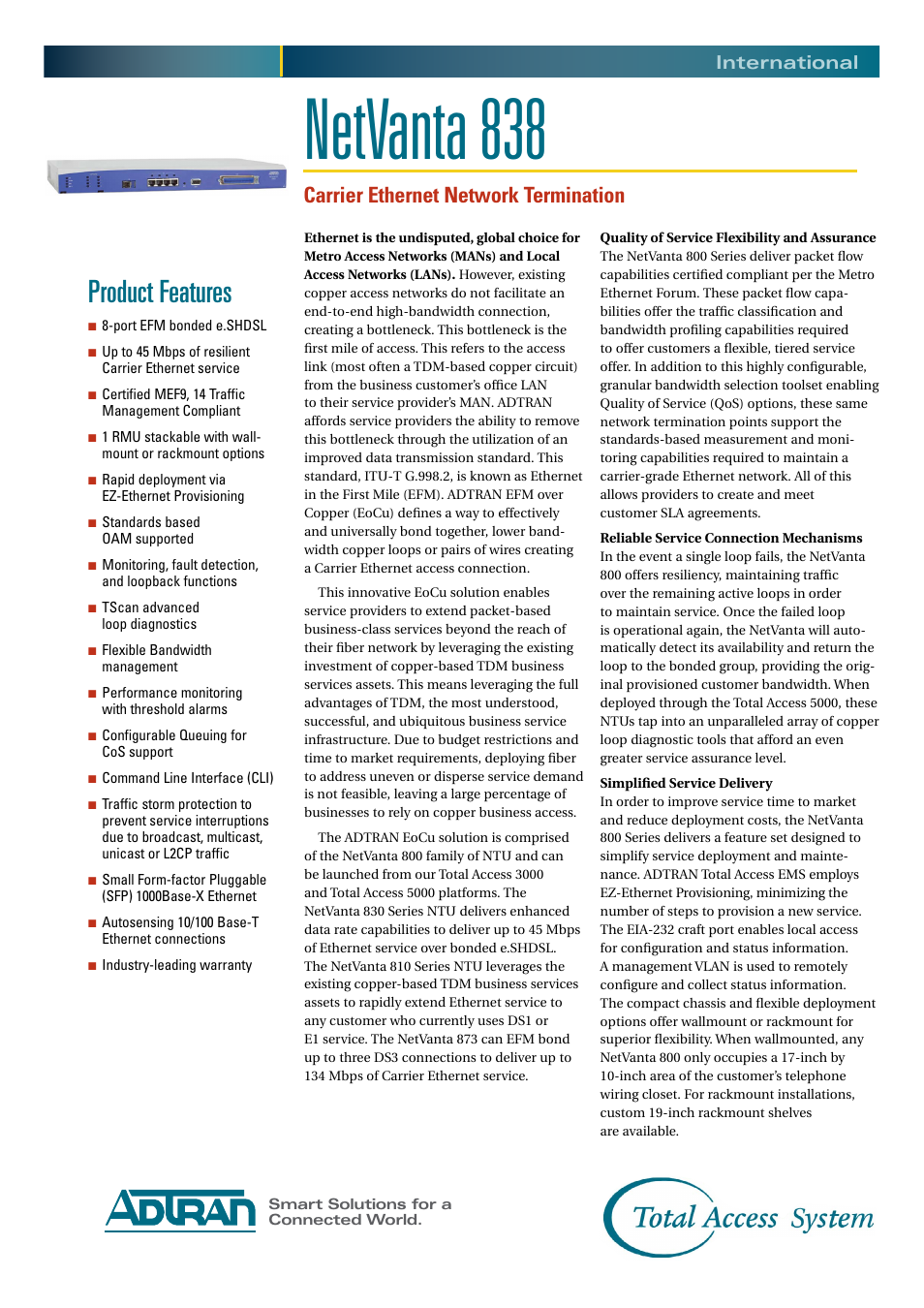 ADTRAN NetVanta 838 User Manual | 2 pages