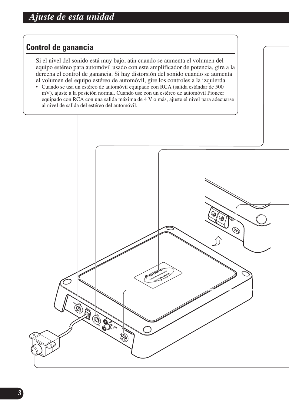 Ajuste de esta unidad, Control de ganancia | Pioneer GM-D8400M User Manual | Page 16 / 86