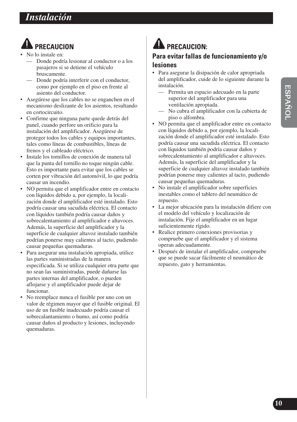Instalación | Pioneer GM-D8400M User Manual | Page 23 / 86